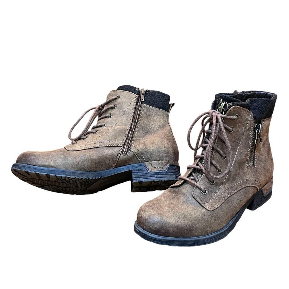 White Mountain Brown Lace-Up Ankle Boots